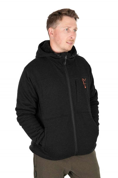 Load image into Gallery viewer, Fox Collection Sherpa Jacket Black & Orange