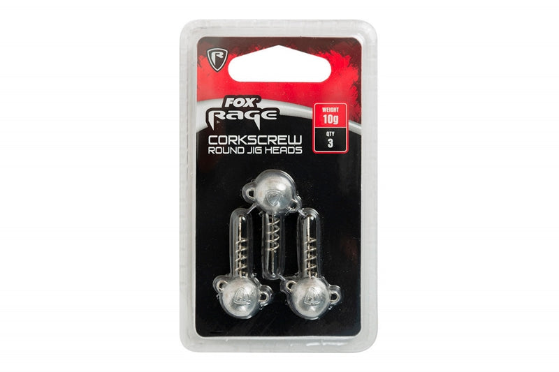 Chargez l'image dans la visionneuse de la galerie, Fox Rage Corkscrew Round Jig Heads - 3 p.