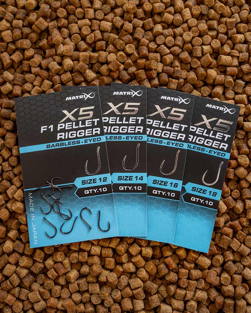 Carica immagine in Galleria Viewer, Matrix X5 - F1 Pellet Rigger Hooks Barbless Eyed