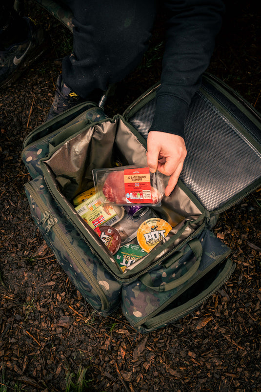 Trakker NXC Camo Chilla Session Food Bag - Sac Isotherme Alimentaire avec Set de Couverts