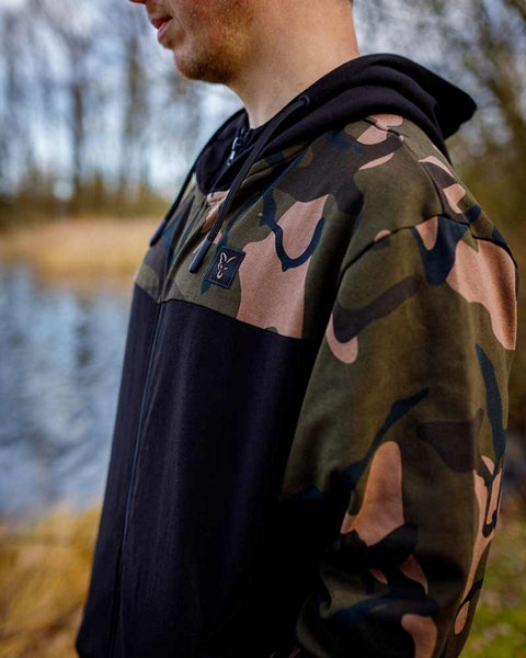Fox Lw Black/Camo Split Zip Hoody