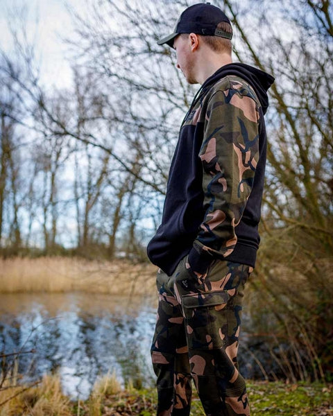 Fox Lw Black/Camo Split Zip Hoody