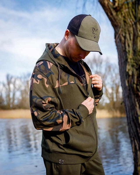 Sweat à capuche zippé Fox LW Kaki/Camo Split