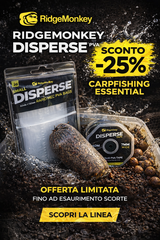Sconto 25% al checkout sulla linea Ridge Monkey Disperse PVA