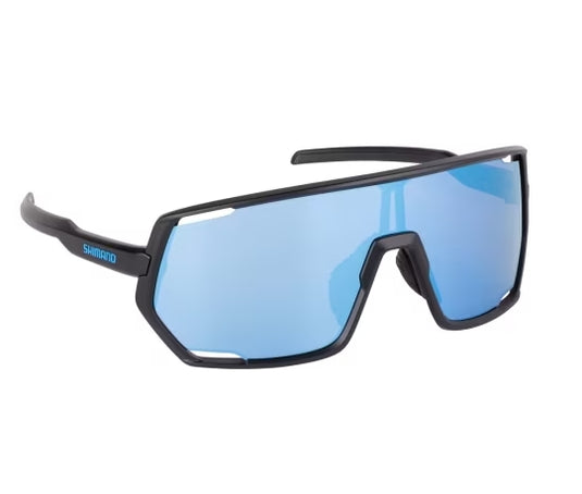 Shimano Lesath Matte Black - Lunettes de soleil miroir bleues