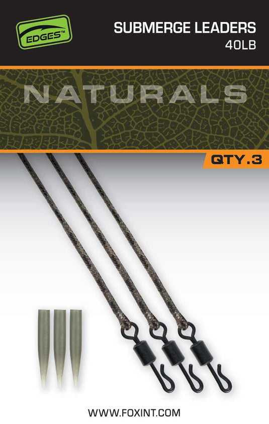 Fox EDGES™ Naturals Submerge Leaders 40lb x 3