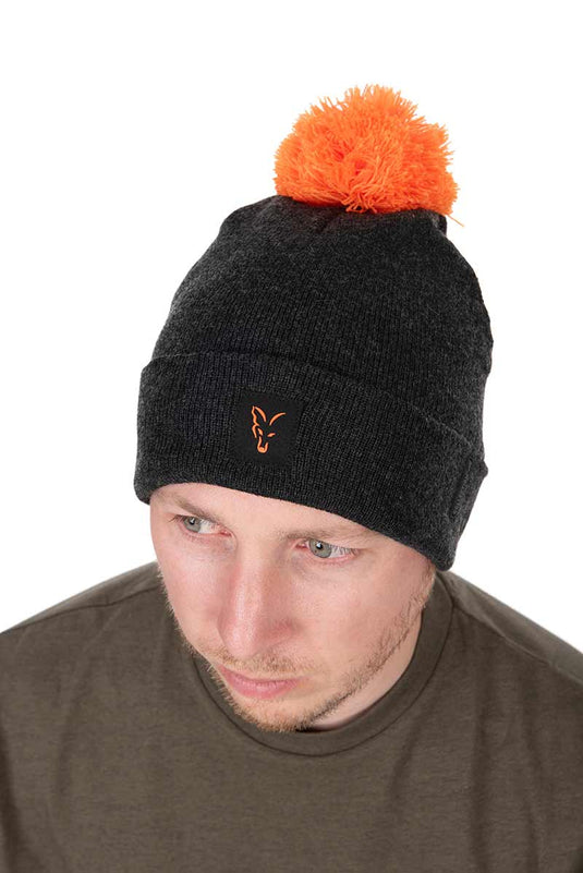 Fox Collection Bobble Hat - Black/Orange | Cappello a Pompon