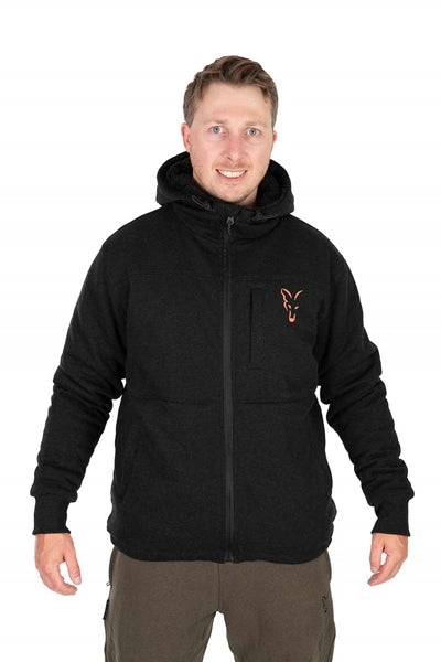 Load image into Gallery viewer, Fox Collection Sherpa Jacket Black &amp; Orange
